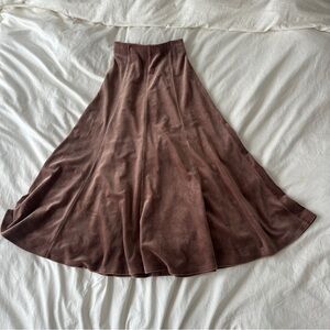 NWOT SUPESU Petite XS Velvet Taupe Brown Maxi Skirt